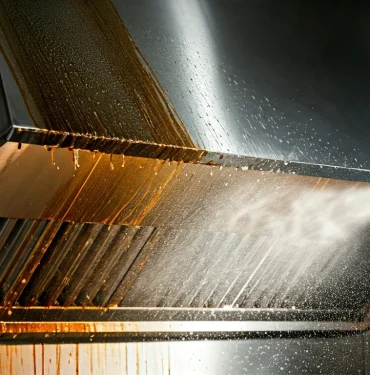 ¿Cómo Limpiar una Campana de Cocina Llena de Grasa Industrial? Guía Definitiva 3 Limpieza de campana de cocina comercial cubierta de grasa industrial